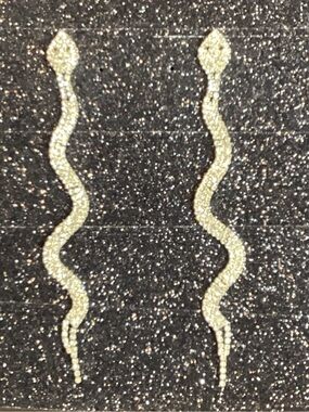 Sparkling Snake Drop Earrings in Gold Tone